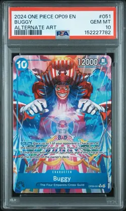 2024 One Piece Buggy Alternate Art OP09-051 PSA 10 Gem Mint - Image 1