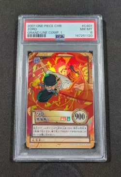 2001 Japanese One Piece CHB Holo Zoro C401 PSA 8 NM-MT Grand Line Comp. 1 - Image 1