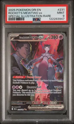 Pokemon Mewtwo EX 2025 Team Rockets 231/182 Sir Destined Rivals PSA 9 - Image 1