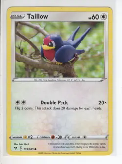 TAILLOW VIVID VOLTAGE SET POKEMON CARD 133/185 VG - Image 1