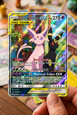 Espeon & Umbreon GX Tag Team Holo Full Art Custom Pokemon Card Print - Image 1