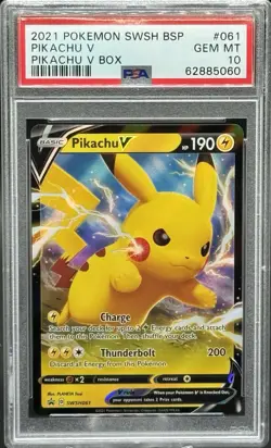 PSA 10 Pikachu V #SWSH061 Pikachu V Box Black Star Promo 2021 Pokemon GEM MINT - Image 1