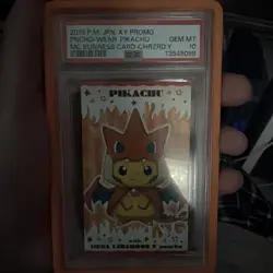 2015 Pokemon JPN XY Promo Poncho Pikachu Mega Charizard Y Business Card PSA 10 - Image 1