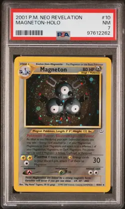 Magneton 10/64 ❗DOUBLE HOLO Error Neo Revelation Rare PSA 7 Vintage Pokemon Card - Image 1