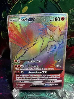 Pokemon English TCG Card Shining Legends ENtei GX 74/73 Full Art Rainbow - Image 2