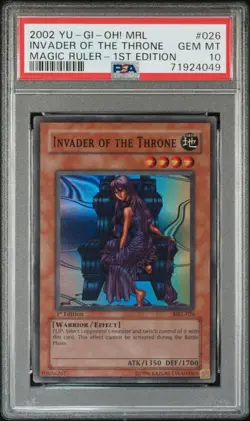 2002 Yu-Gi-Oh! 1st Ed Invader Of The Throne Magic Ruler MRL-026 PSA 10 GEM MINT - Image 1
