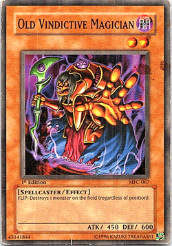 Old Vindictive Magician MFC-067 Yu-Gi-Oh! Heavy Play 1st Edition - Image 1