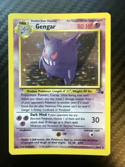 Pokemon TCG Gengar Vintage FOSSIL HOLO card holo rare 5/62 lp wotc - Image 2