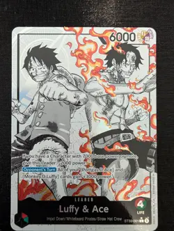 One Piece ST30-001 Luffy Ace Parallel L-P Leader Black White Textured Star - Image 1