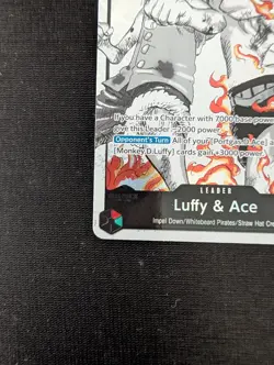 One Piece ST30-001 Luffy Ace Parallel L-P Leader Black White Textured Star - Image 2