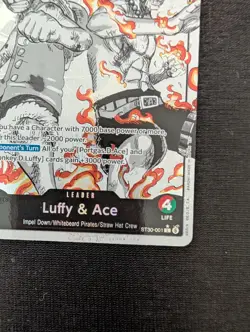 One Piece ST30-001 Luffy Ace Parallel L-P Leader Black White Textured Star - Image 3