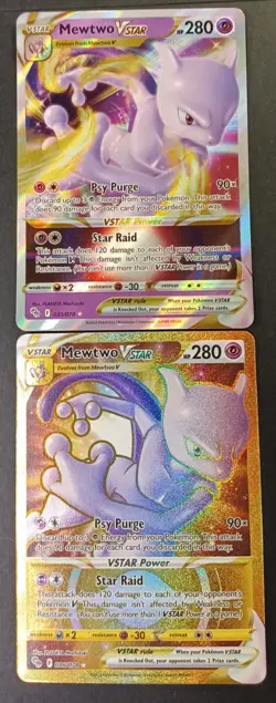 Pokemon TCG 2 card lot MewTwo Vstar Rare Holo Lot Pokemon GO 031/078 086/078 - Image 1