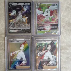 Pokemon TCG Brilliant Stars 4 card lot Arceus V, Shaymin VSTAR, Cheren's Care - Image 1