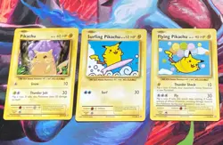 Pokemon XY Evolutions Pikachu 3-Card Lot Surfing/Flying Pikachu 2016 EN - Image 1