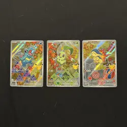 Pokemon 3-Card Lot Totodile Chikorita Cyndaquil First Partners series 2 - Image 1