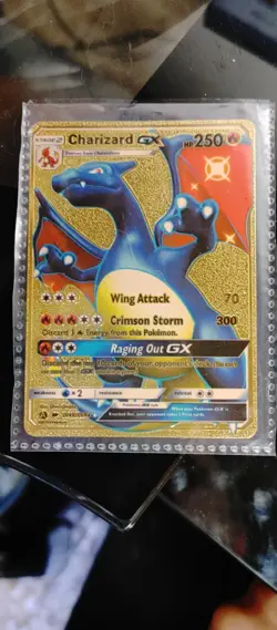 Blue Charizard GX HP250 Gold Pokemon Card - Image 1