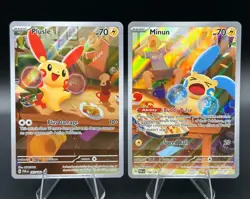 Plusle 193/182 + Minun 194/182 Sv: Paradox Rift Connecting Art Card Lot NM - Image 1