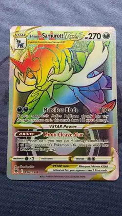 Pokemon TCG Hisuian Samurott VSTAR Rainbow Rare Card 197/189 Astral Radiance NM - Image 1