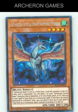 Advanced Crystal Beast Sapphire Pegasus SEC YUGIOH Card - Image 1