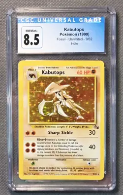 Kabutops 9/62 Fossil Holo Rare WoTC Pokemon 1999 CGC 8.5 NM/Mint - Image 1