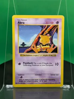 Abra 43/102 Shadowless Base Set Common 1999 English Pokemon Card TCG WoTC - Image 1
