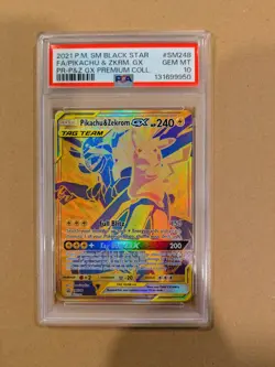 2021 Pokemon Pikachu & Zekrom GX SM248 Black Star Promo PSA 10 GEM MINT Tag Team - Image 1