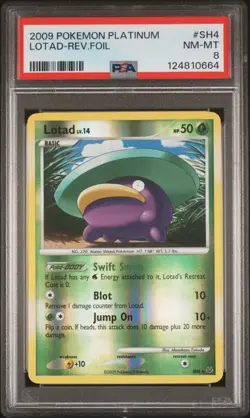 Pokemon Lotad Platinum Shiny Reverse Holo #SH4 PSA 8 - Image 1