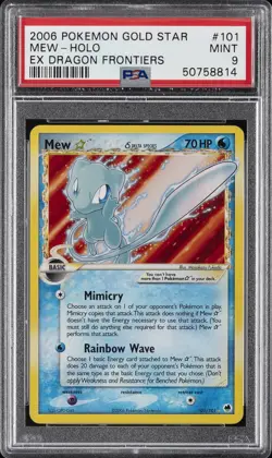 2006 POKEMON EX DRAGON FRONTIERS GOLD STAR #101 MEW-HOLO PSA 9 - Image 1