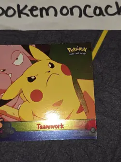 Teamwork #54 Holo Pokemon Topps The First Movie (Blue Label) LP front/VLP back - Image 4