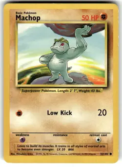 Machop 52/102 Common Base Set Unlimited Pokemon Lightly Played - Image 1