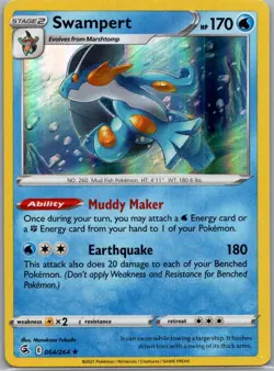 Swampert 064/264 Holo Rare Fusion Strike Pokemon Holo Near Mint - Image 1