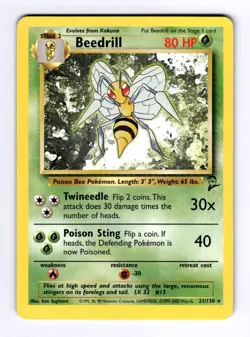 Beedrill Base Set 2 #021 (2000) Rare LP Pokemon - Image 1