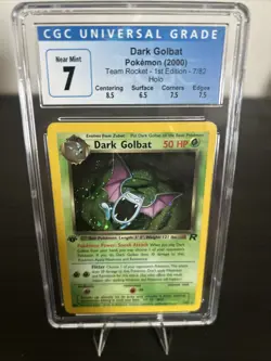 Dark Golbat 7/82 1st Edition SWIRL Team Rocket CGC Graded 7 Pokemon Subgrades - Image 1