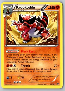 Pokemon: Krookodile Rare Emerging Powers 62/98 LP+/NM - Image 1