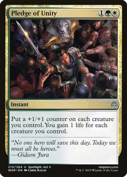 Pledge of Unity 1x FOIL WAR MTG War of the Spark Uncommon MINT green white - Image 1