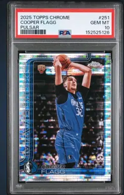 2025-26 Topps Chrome Pulsar Refractors #251 Cooper Flagg RC PSA 10 GEM MINT SSP - Image 1