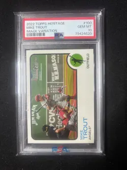 2022 Topps Heritage - SP Image Variation Mike Trout PSA 10 #100 - Image 1