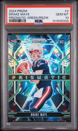 2024 Panini Prizm - Prizmatic Drake Maye #2 Green Prizm PSA 10 (RC) - Image 1