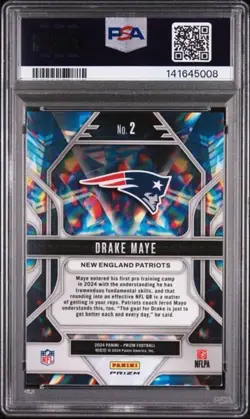 2024 Panini Prizm - Prizmatic Drake Maye #2 Green Prizm PSA 10 (RC) - Image 2