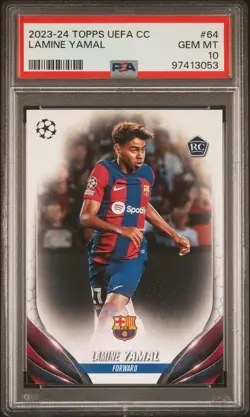 2023-24 Topps UEFA CC Lamine Yamal #64 PSA 10 - Image 1