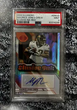 2022 Panini Illusions - Elusive Ink Maurice Jones-Drew #EI-MJD Red /75 PSA 9 - Image 1