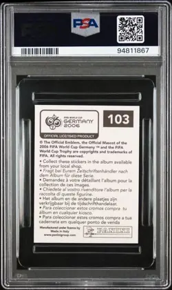 DAVID BECKHAM * PSA 9 * ENGLAND * 2006 PANINI WORLD CUP * GERMANY * STICKER #103 - Image 2