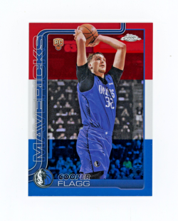 COOPER FLAGG 2025-26 Topps Chrome Red White & Blue Refractor Rc #251 Mavericks - Image 1