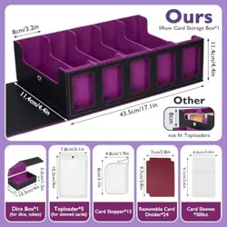 5-Row Trading Card Storage Box for Top Loaders, 3900+Card Deck Case with Purple - Image 3