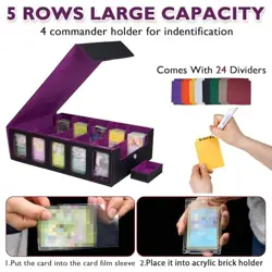 5-Row Trading Card Storage Box for Top Loaders, 3900+Card Deck Case with Purple - Image 5