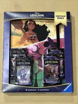 TCG Disney Lorcana Portfolio Bundle 4 Booster Packs & 1 Card Portfolio New - Image 1