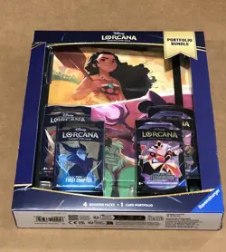 TCG Disney Lorcana Portfolio Bundle 4 Booster Packs & 1 Card Portfolio New - Image 1