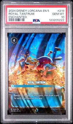 2024 DISNEY LORCANA EN 5-SHIMMERING SKIES ENCHANTED #219 ROYAL TANTRUM PSA 10 - Image 1