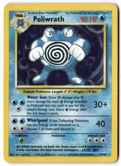 Pokemon Card - Poliwrath 13/102 Holo Holo Holo Rare - Base Set Unlimited - MP - Image 1