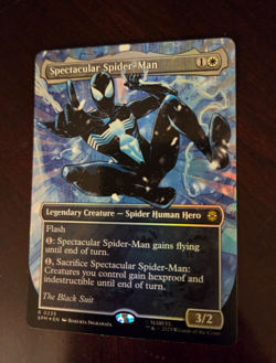 MTG Spider-Man Spectacular Spider-Man 0235 Borderless Textured Foil Black Suit - Image 3